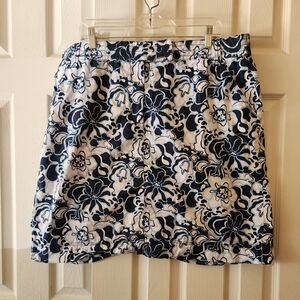 Floral Mini Skirt - Blue and White